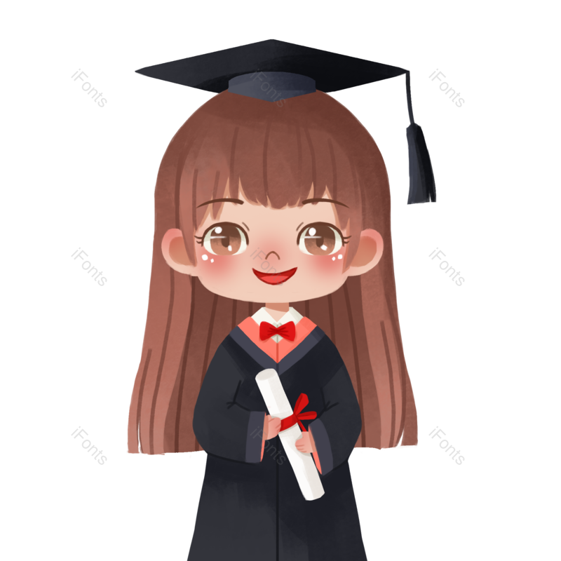 卡通图片,毕业季元素,小女孩PNG,毕业免抠素材